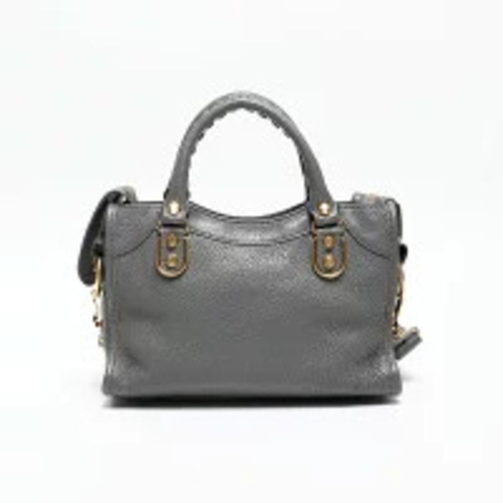 Balenciaga Leather Metallic City Shoulder Bag Gray - Picture 3 of 13
